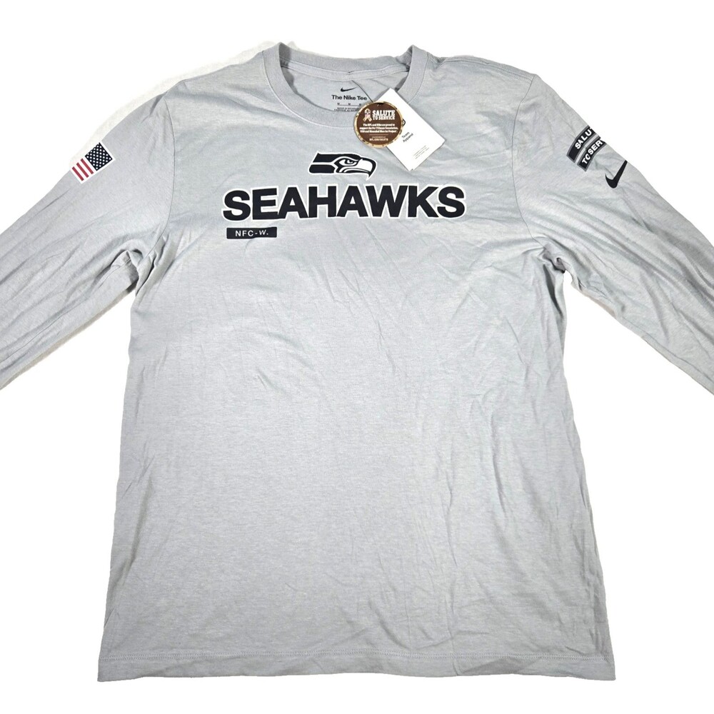 Seattle Seahawks Salute To Service Long Sleeve Shirt Gray Men's Medium New